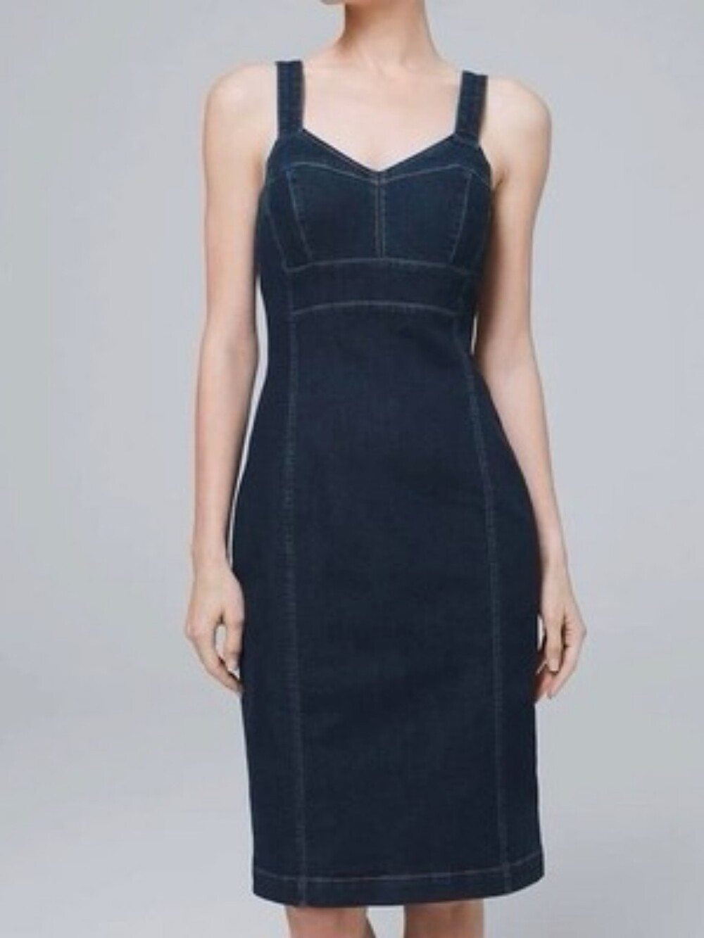 White House Black Market Denim Fitted Sheath Dress New With Tags - Picture 1 of 9